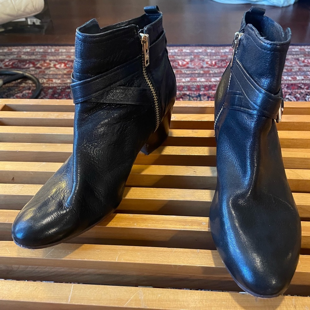 Coach Pauline Black Leather Heeled Booties